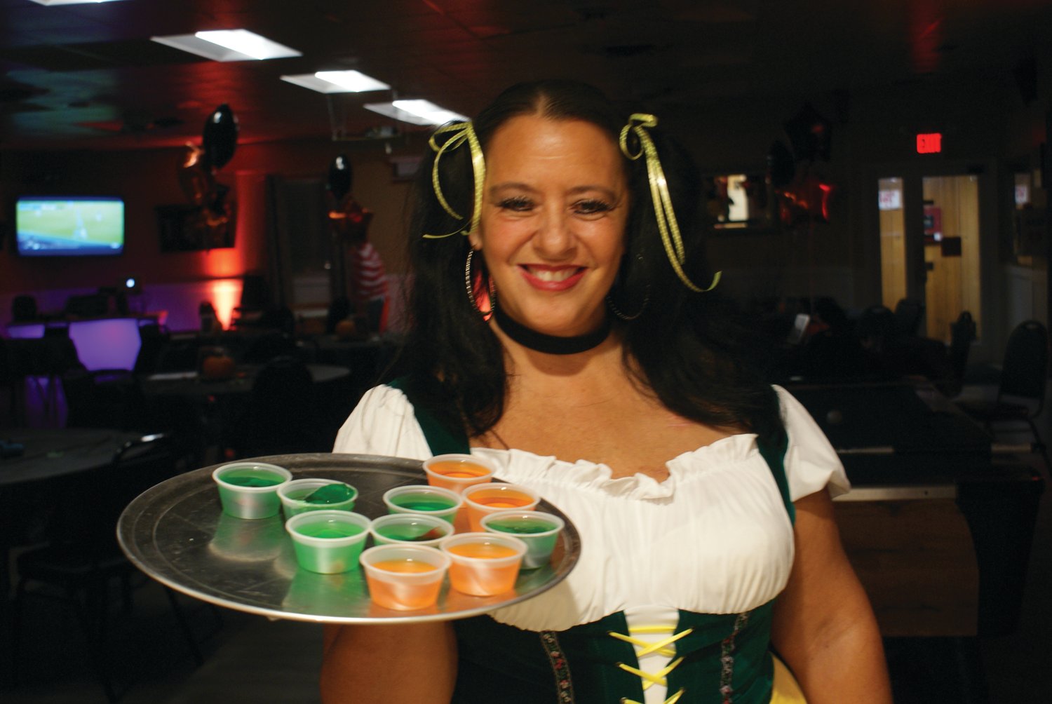 JELL-O SHOTS: Serving up some Jell-O shots at the St. Mary’s Feast Society Halloween Party was Linda Nardolillo, secretary of the Ladies’ Auxiliary.